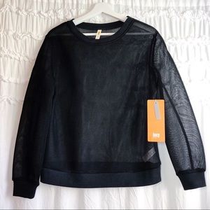 Lucy Activewear Black Mesh Workout Pullover